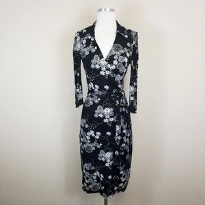 H&M Black and White Floral Wrap Dress